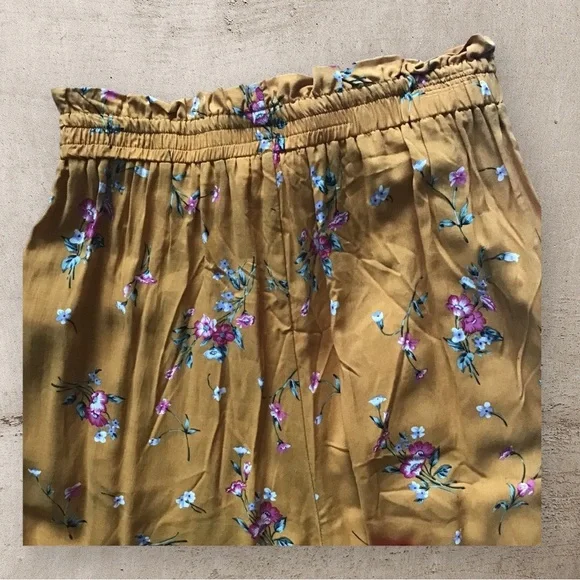 RE:NAMED Wide Leg Pants Mustard Print Pockets Elastic Waistband NWOT SZ S - Picture 5 of 7